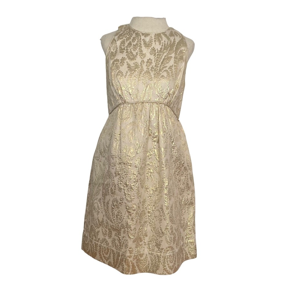 Shoshanna Gold Brocade Sleeveless‎ A Line Knee Length Dress Size 8